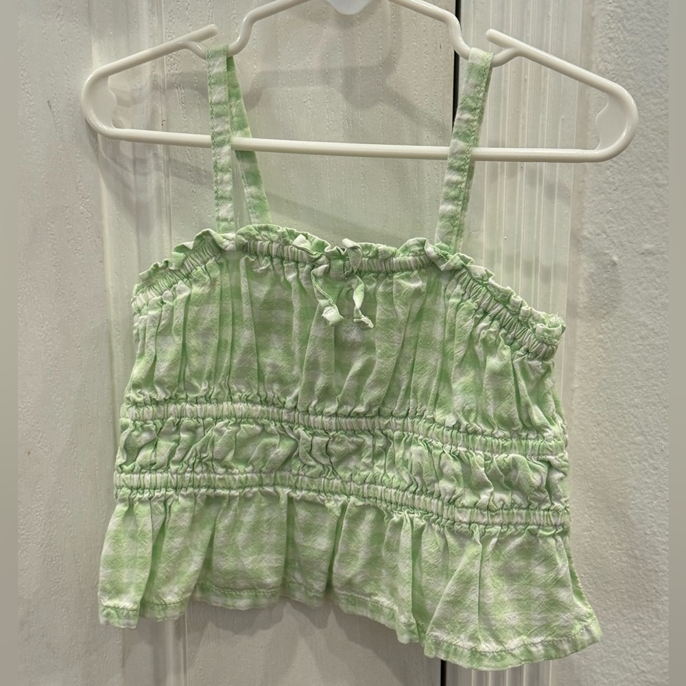 Old Navy Peplum Top - Green Gingham - Size 2T. Never worn.